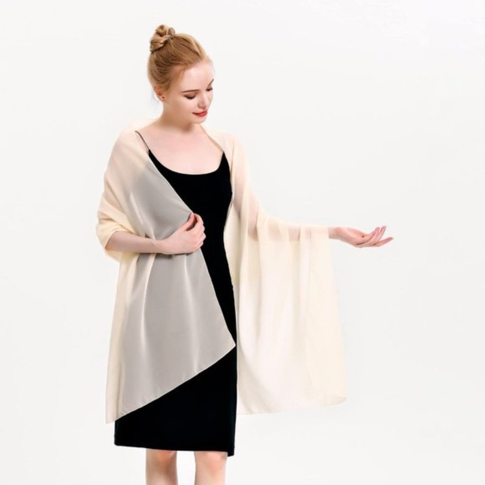 Womens Chiffon Shawls Wraps Beige